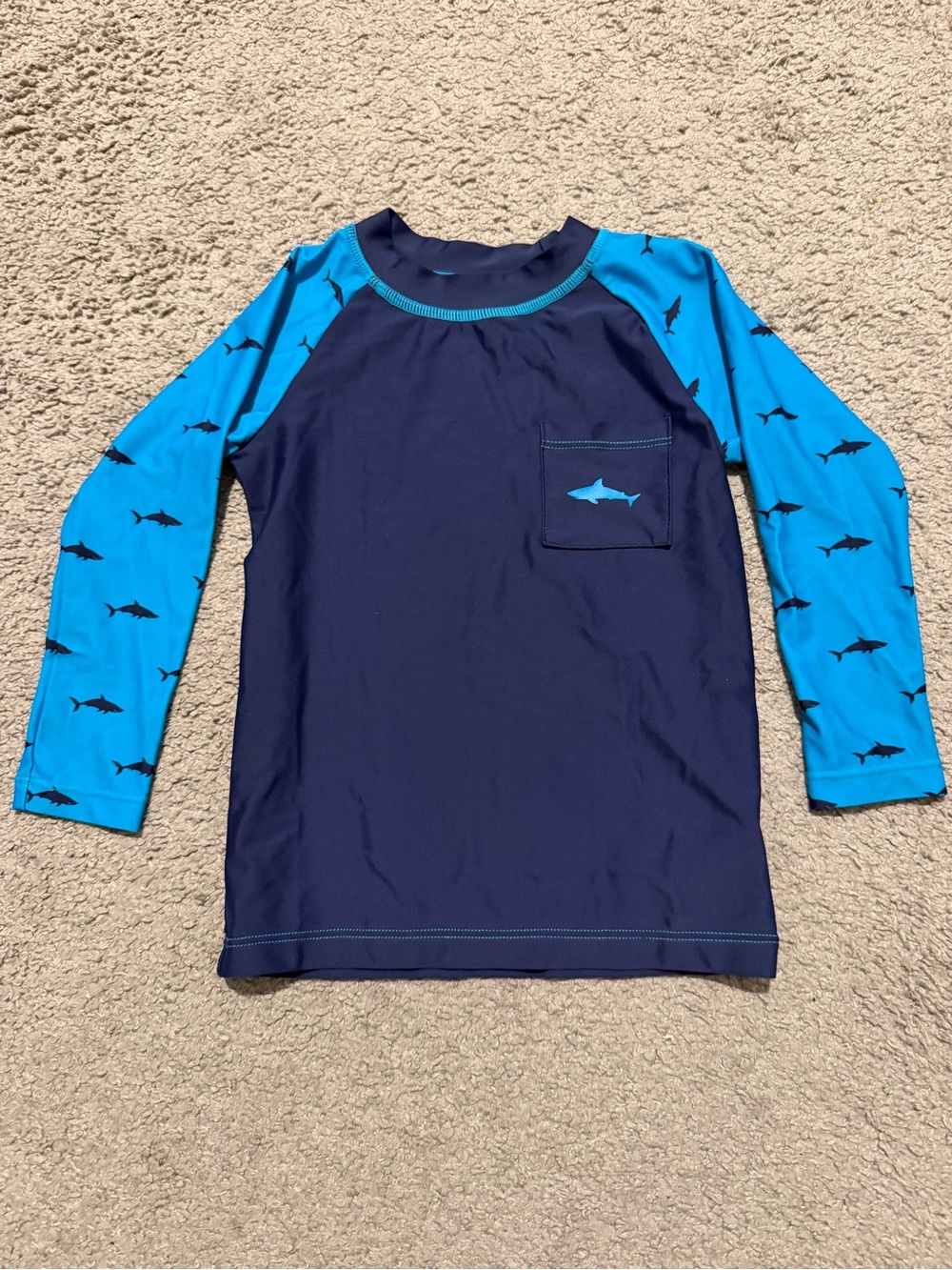 Hatley Navy and Bright Blue Shark Pocket Rashguard